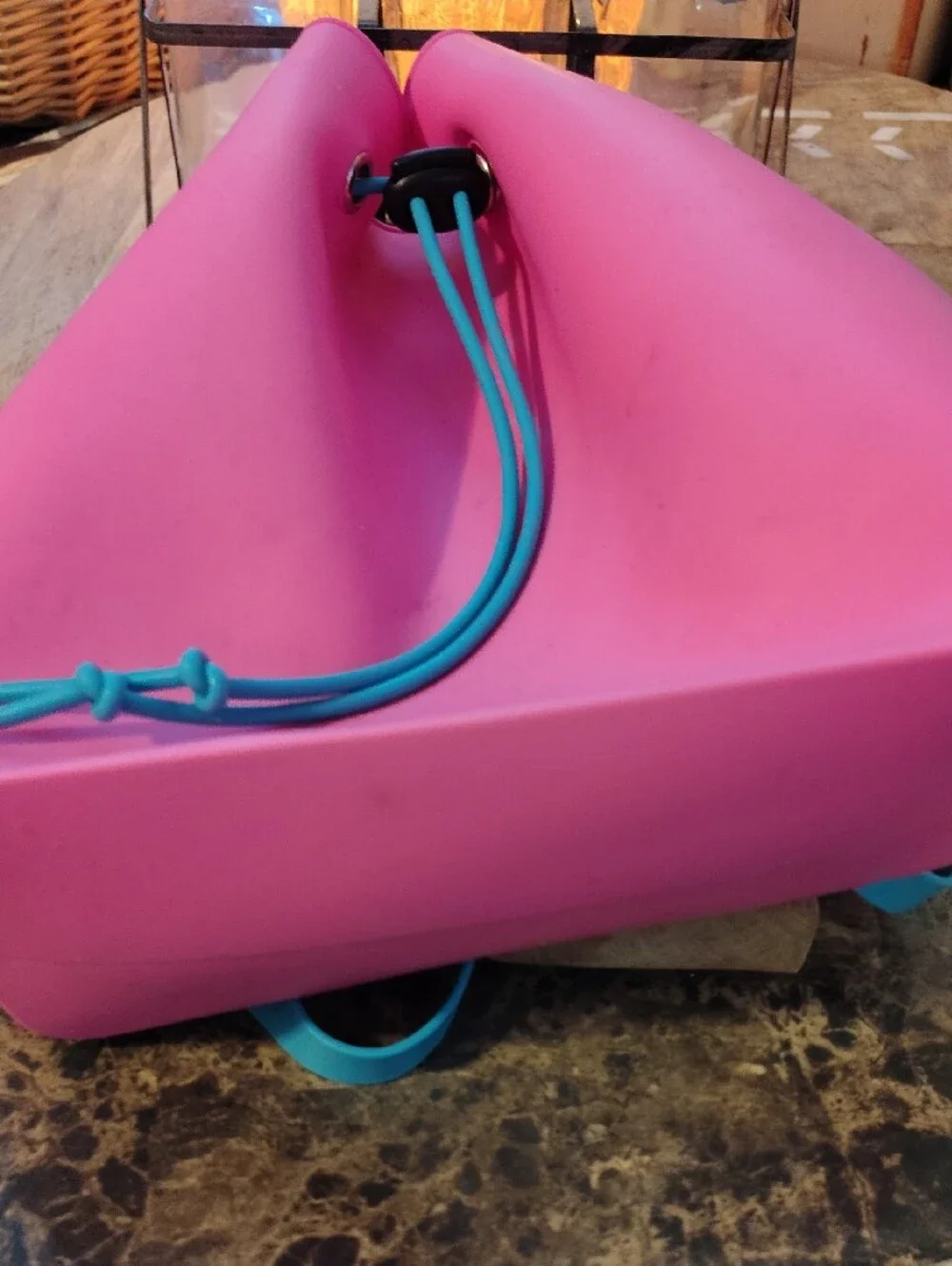 Women's Silicone Pink and Teal Drawstring Backpack